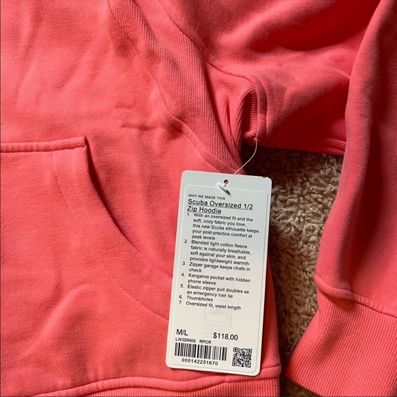 Lululemon Raspberry Cream half zip scuba - Picture 4 of 5